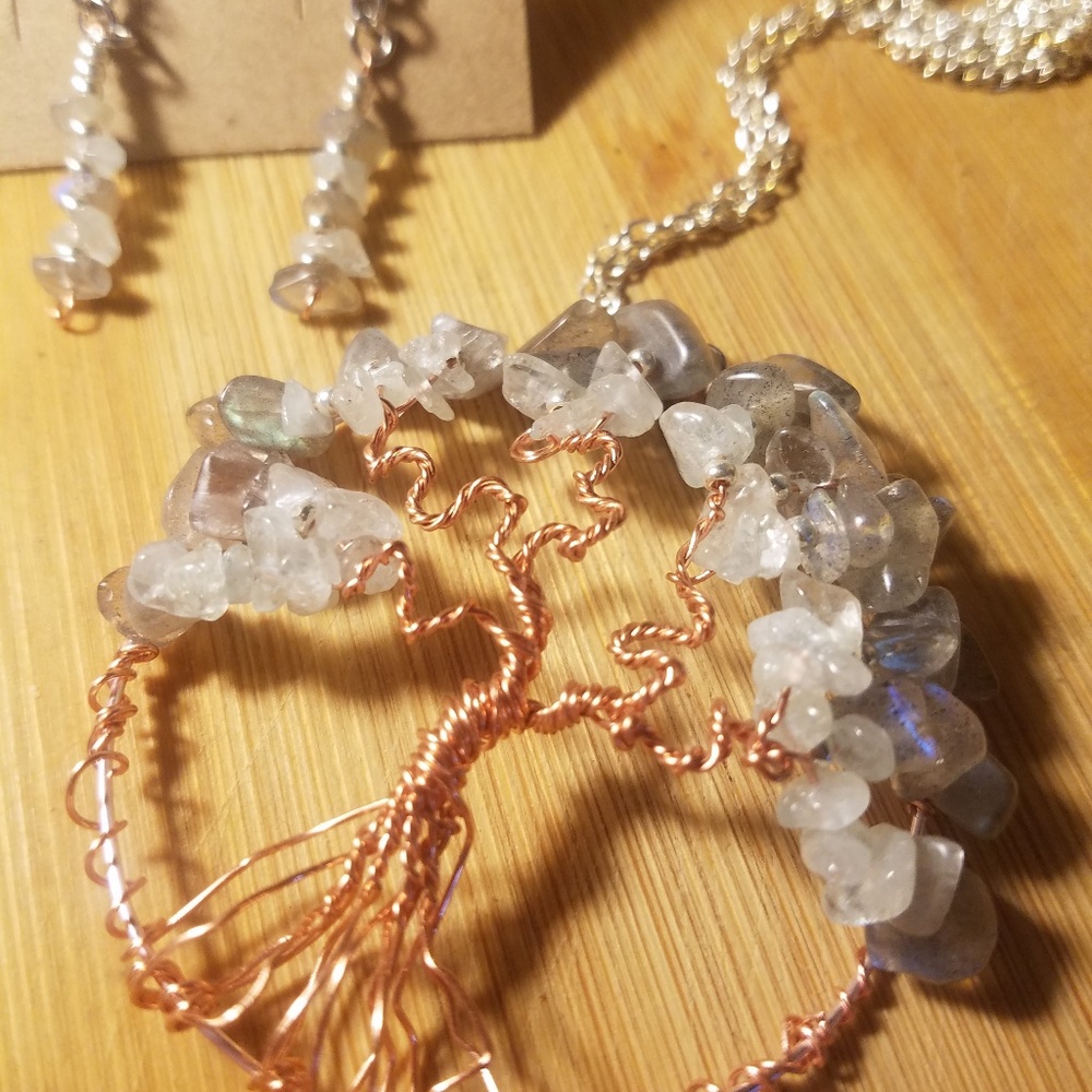 Labradorite + Aquamarine matched set
